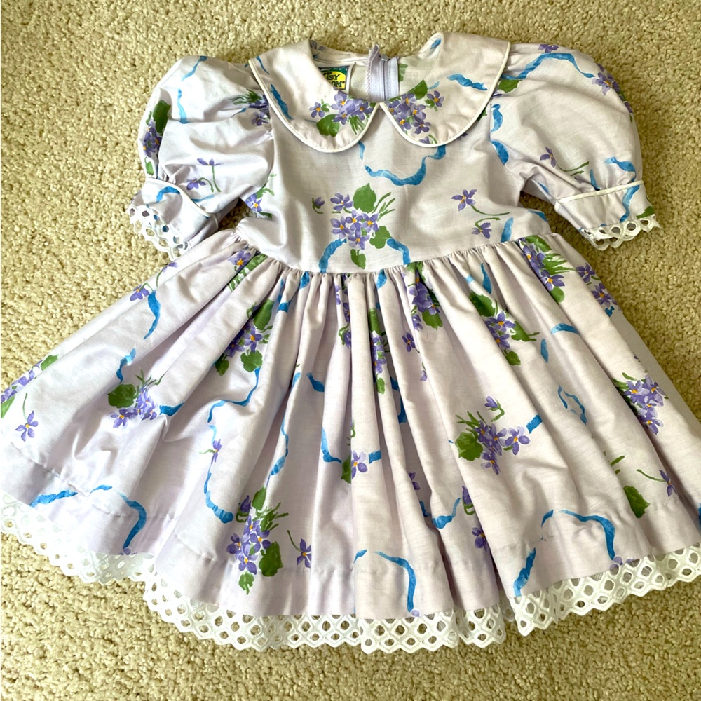 Daisy Kingdom Purple Floral Puff Sleeve Dress